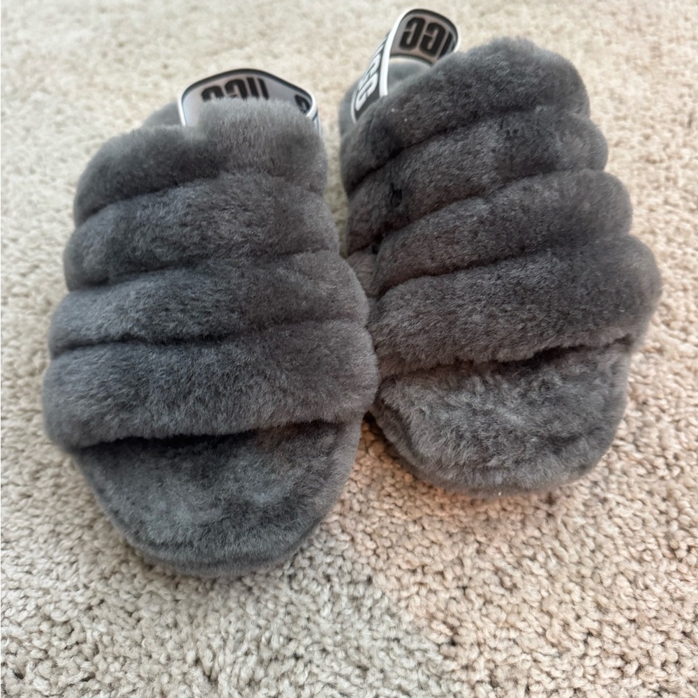 UGG fluff yeah gray slippers - Picture 4 of 9